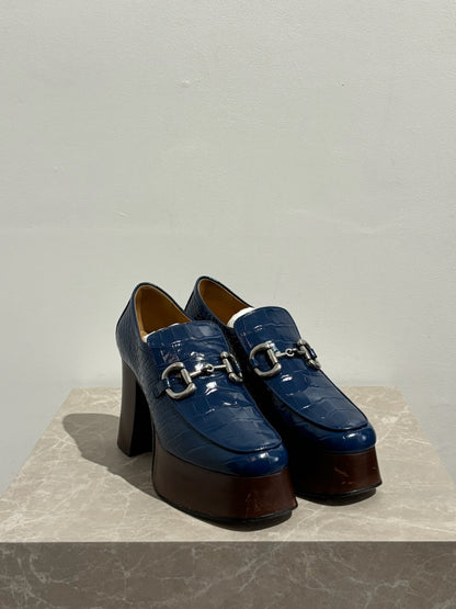 Mocassins Gucci bleus T.39.5