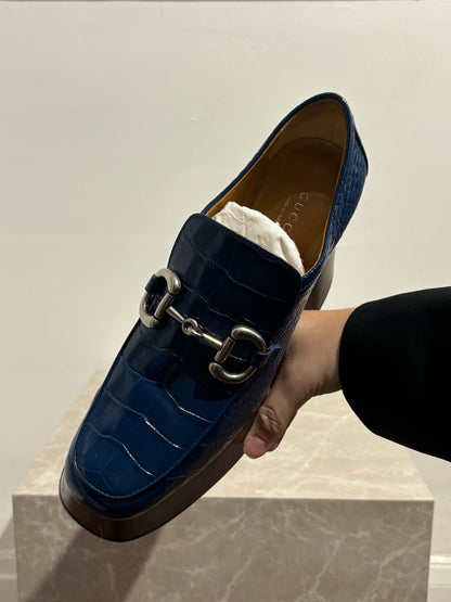 Mocassins Gucci bleus T.39.5