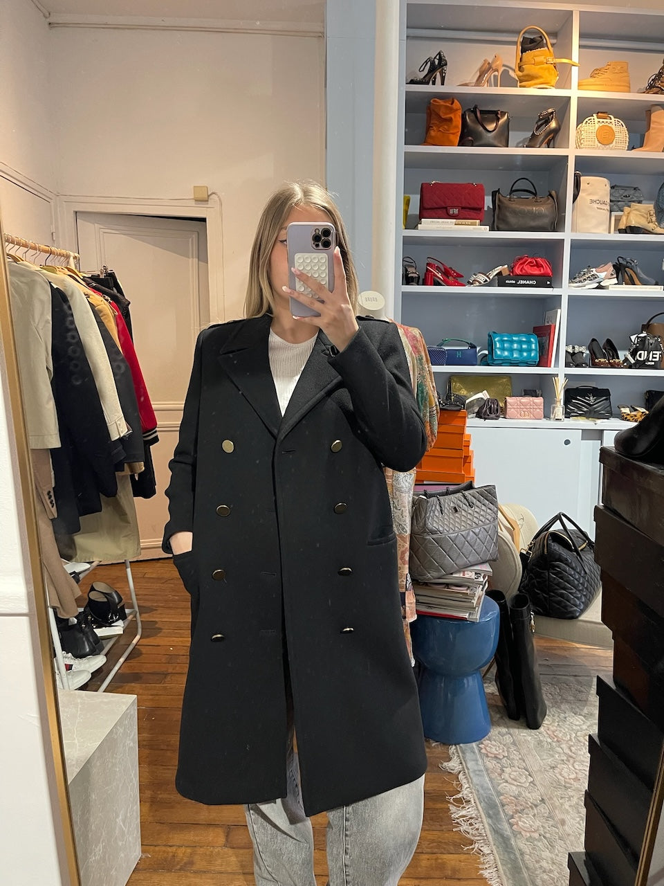 Manteau Saint Laurent noir T.40