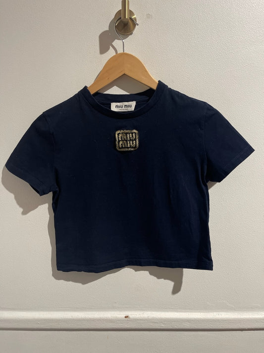 T-shirt Miu Miu bleu marine T.XS
