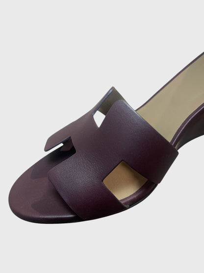 Sandales Hermès Legend bordeaux T.40,5