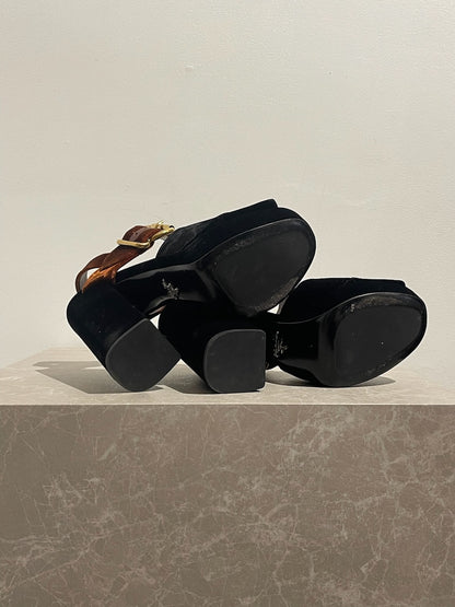 Sandales Prada noires T.38,5