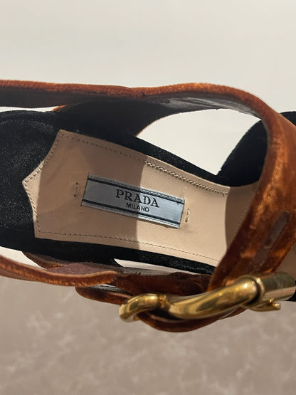 Sandales Prada noires T.38,5