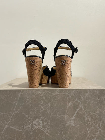 Sandales Chanel noires T.38