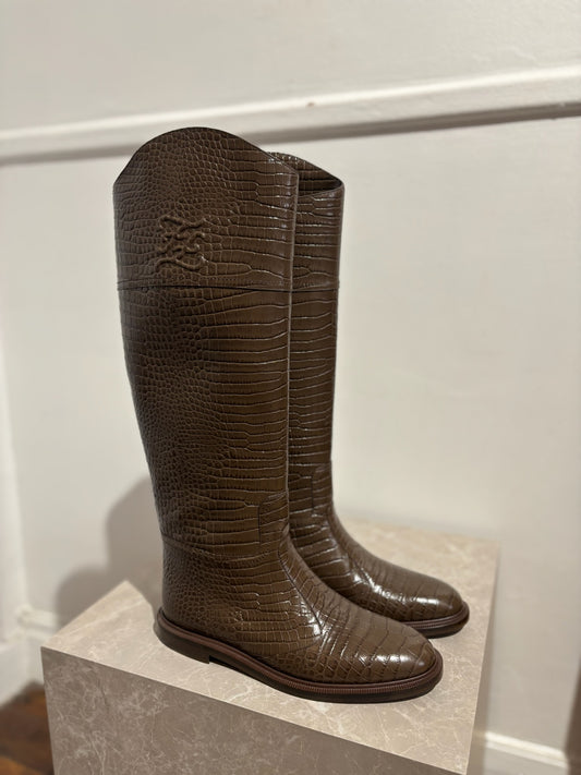 Bottes Fendi Marron Croco T.39 Neuf