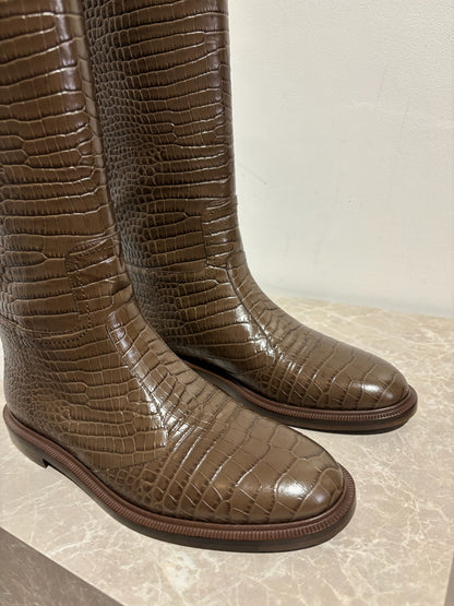 Bottes Fendi Marron Croco T.39 Neuf