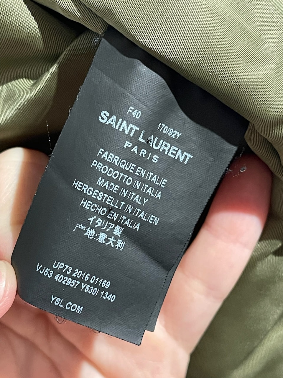 Veste Saint Laurent kaki T.40