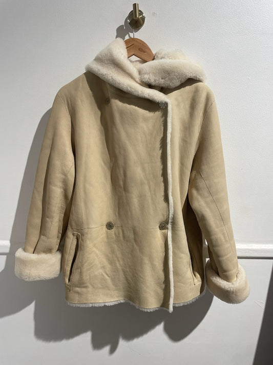 Manteau peau lainée dMn beige T.1