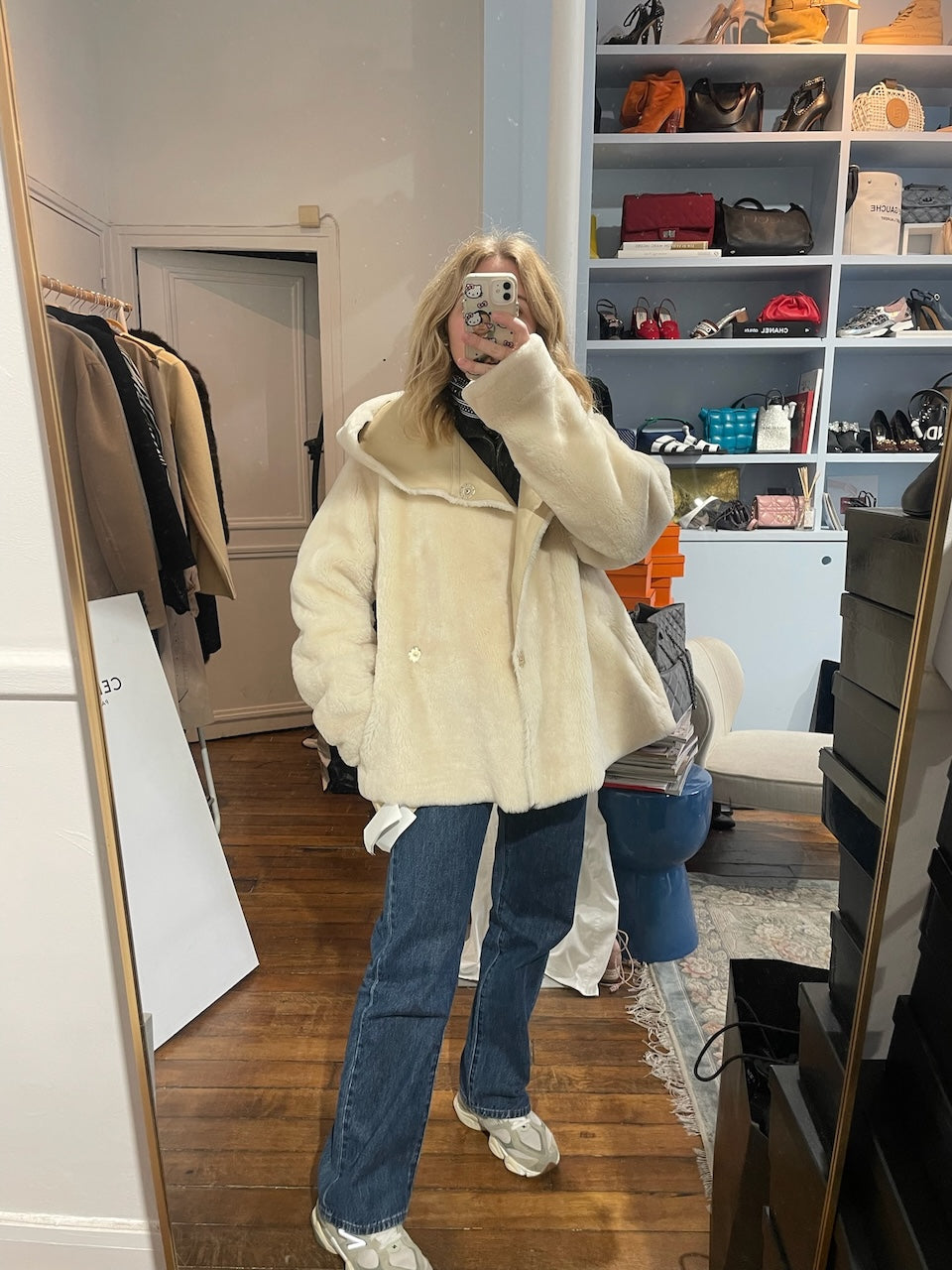 Manteau peau lainée dMn beige T.1
