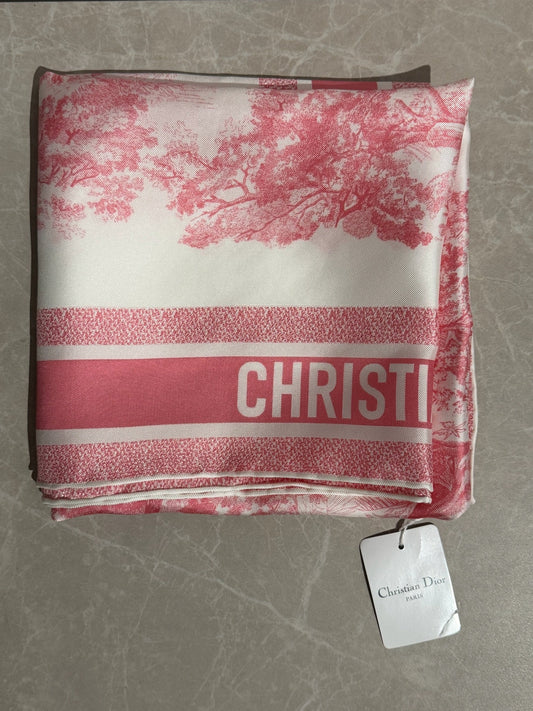 Foulard Dior toile de jouy rose