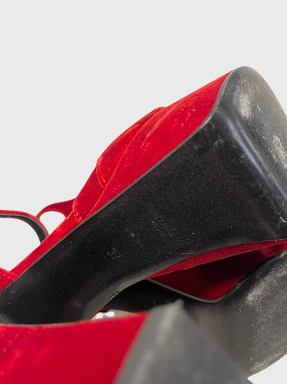 Sandales Saint Laurent rouge T.37