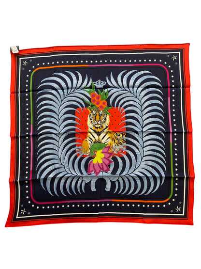 Foulard 70 Hermès Tigre Royal Fleuri