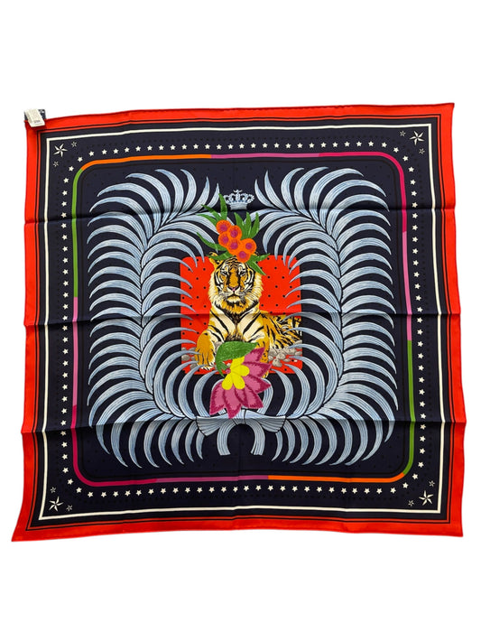 Foulard 70 Hermès Tigre Royal Fleuri
