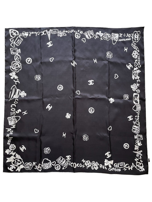 Foulard Chanel 90 noir