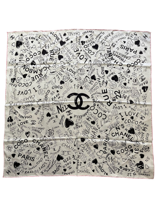 Foulard Chanel 90 blanc