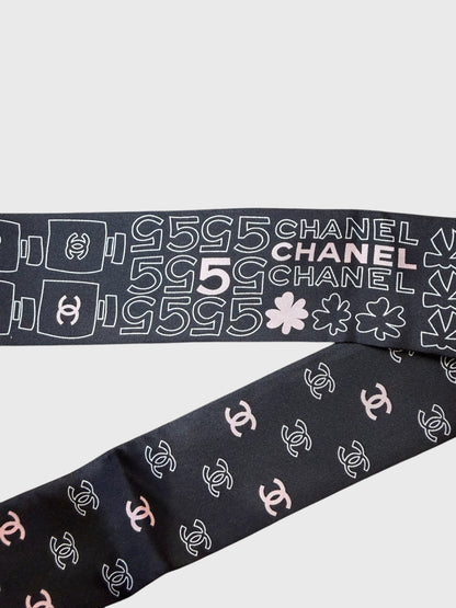 Foulard slim Chanel Trèfle noir