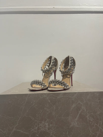 Sandales Christian Louboutin argentées T.36,5