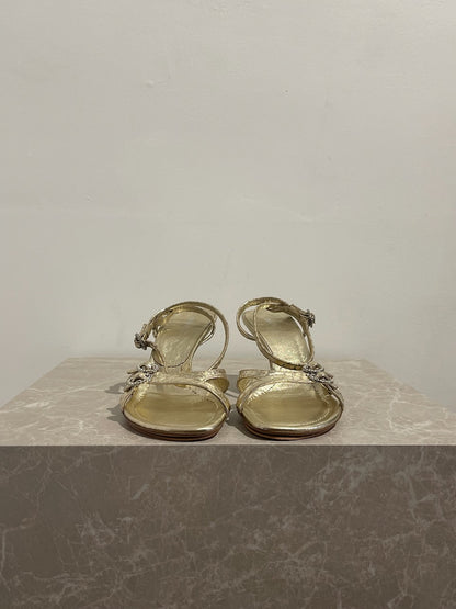 Sandales Miu Miu dorées T.37