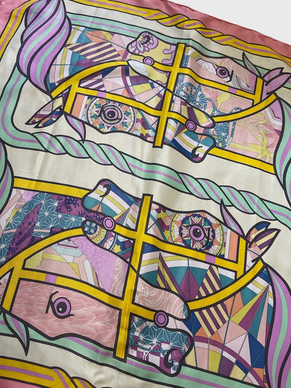Foulard Hermès Quadrige rose