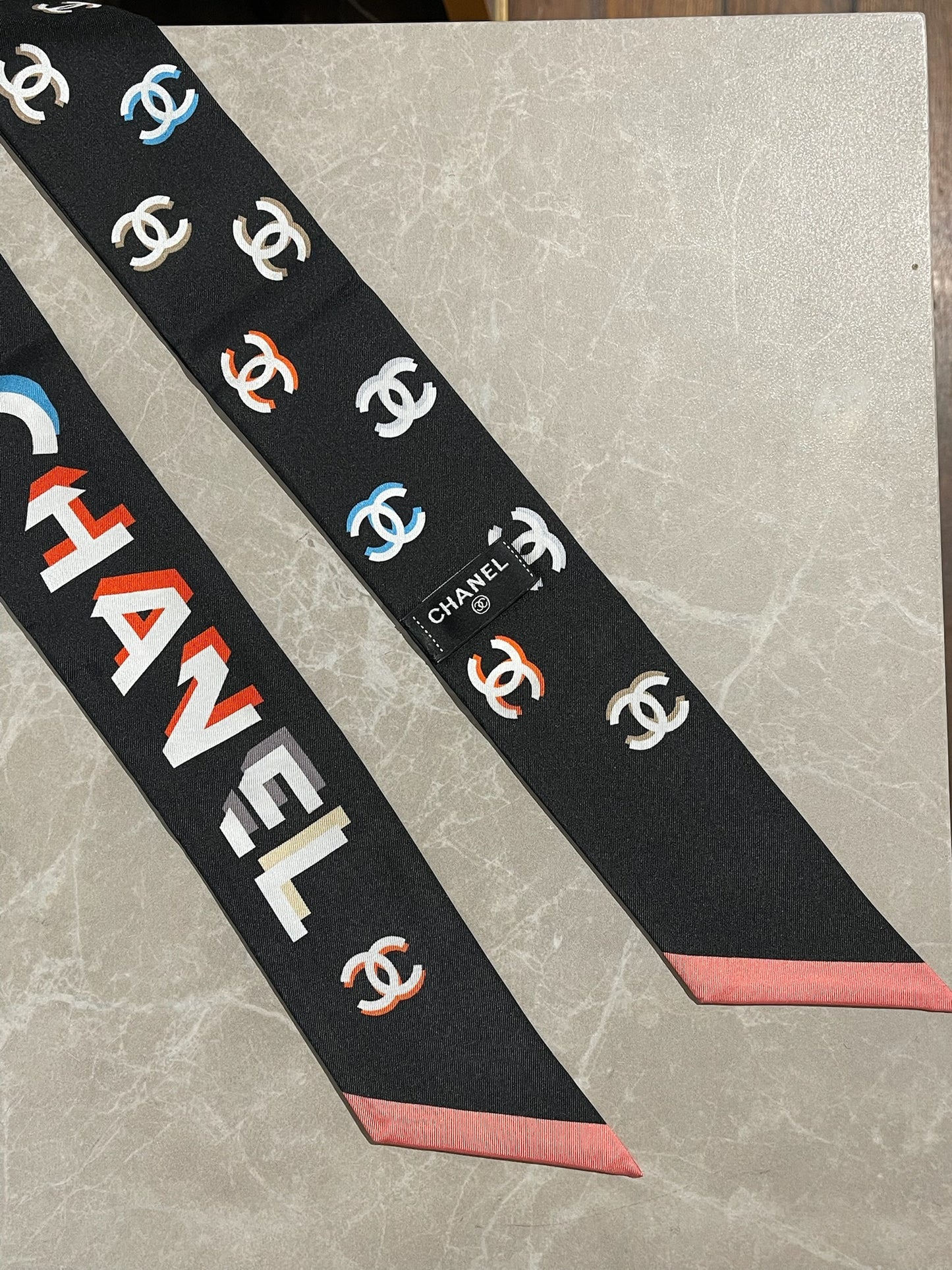 Foulard slim bandeau Chanel noir