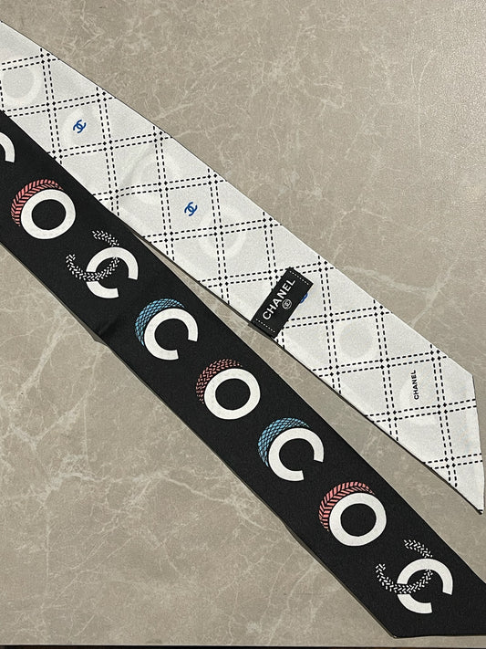 Foulard slim bandeau Chanel noir