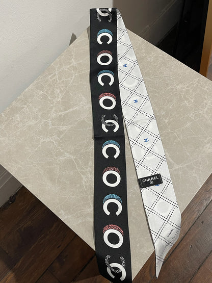Foulard slim bandeau Chanel noir