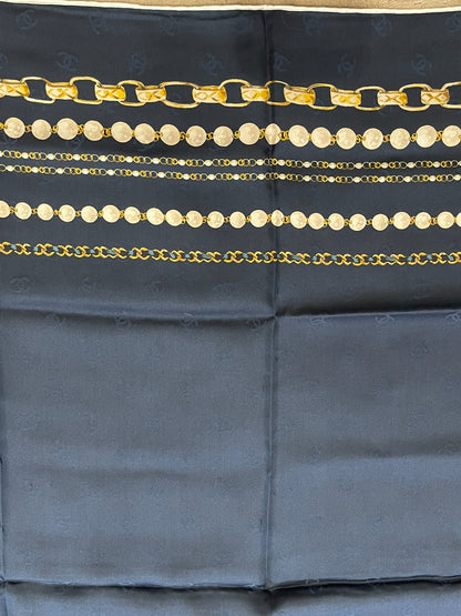 Foulard Chanel noir et bleu