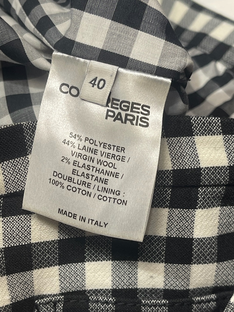 Pantalon Courrèges Vichy T.40