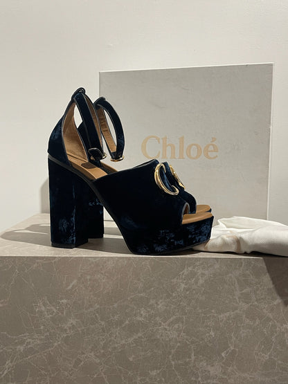Sandales Chloé bleu nuit T.38