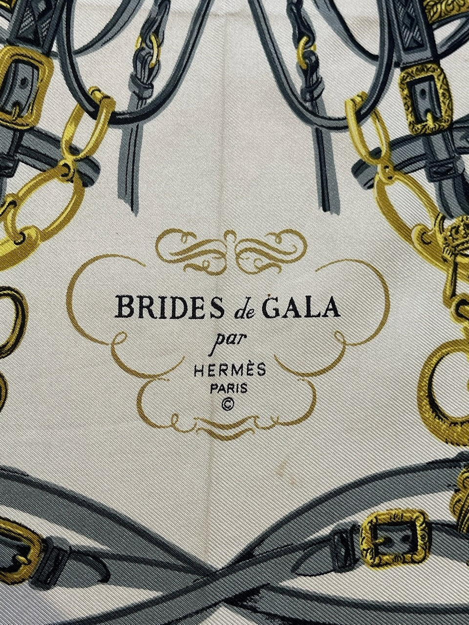 Foulard Hermès Brides de Gala bleu