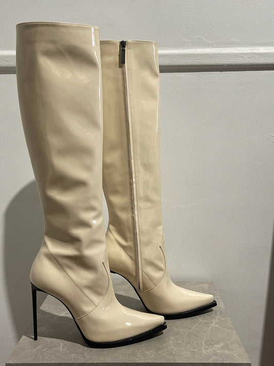 Bottes cuissardes Saint Laurent écru T.40