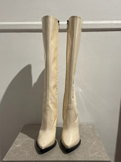 Bottes cuissardes Saint Laurent écru T.40