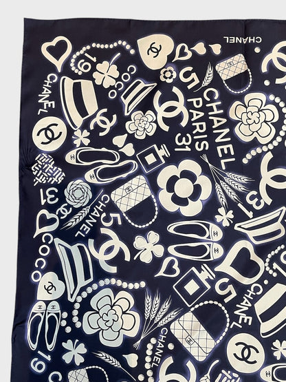 Foulard Chanel bleu marine