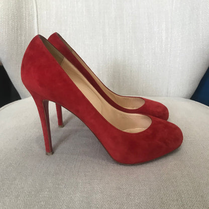 Escarpins Christian Louboutin rouge T.38,5