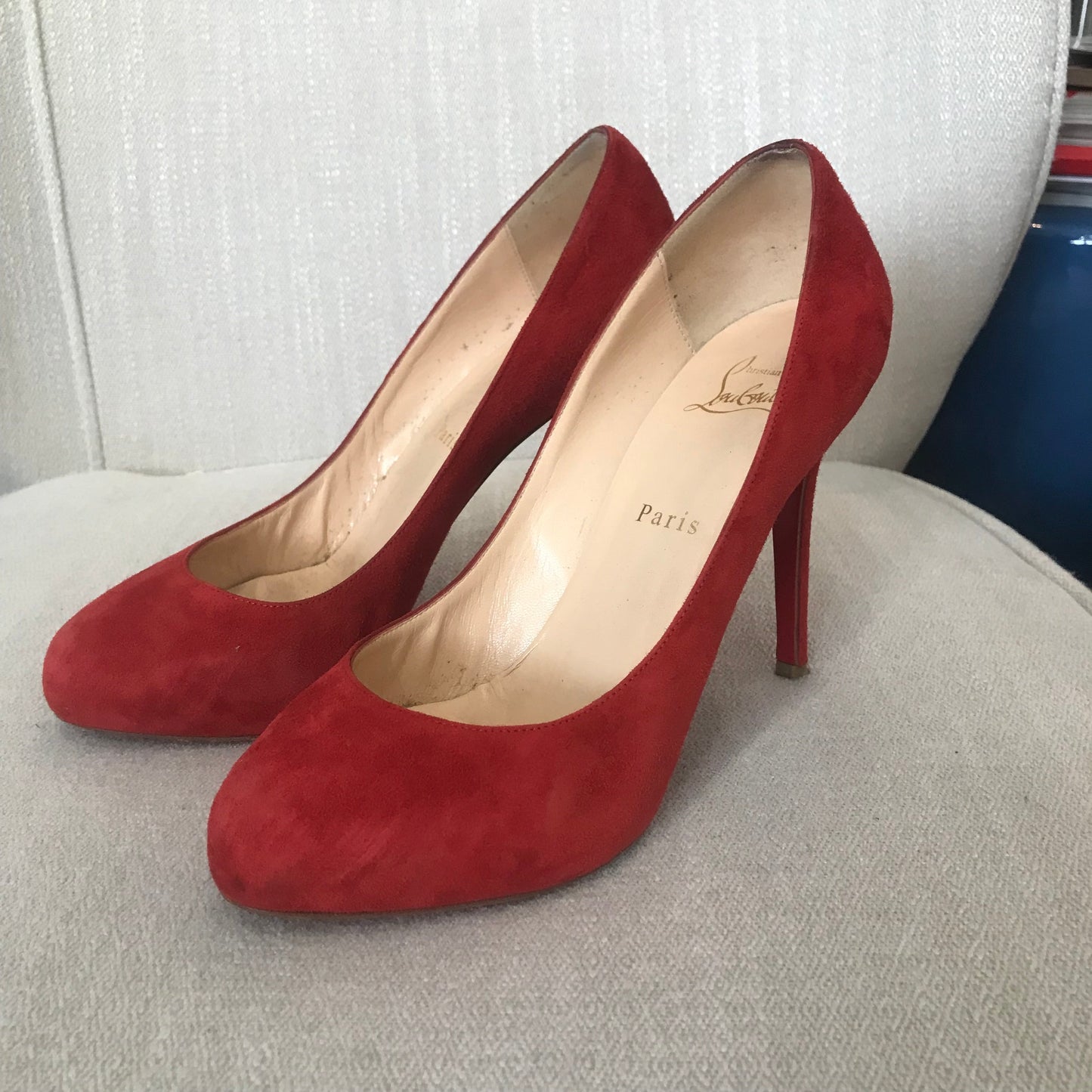 Escarpins Christian Louboutin rouge T.38,5