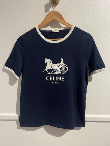 T-shirt Celine bleu marine T.L