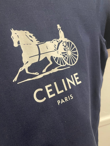 T-shirt Celine bleu marine T.L