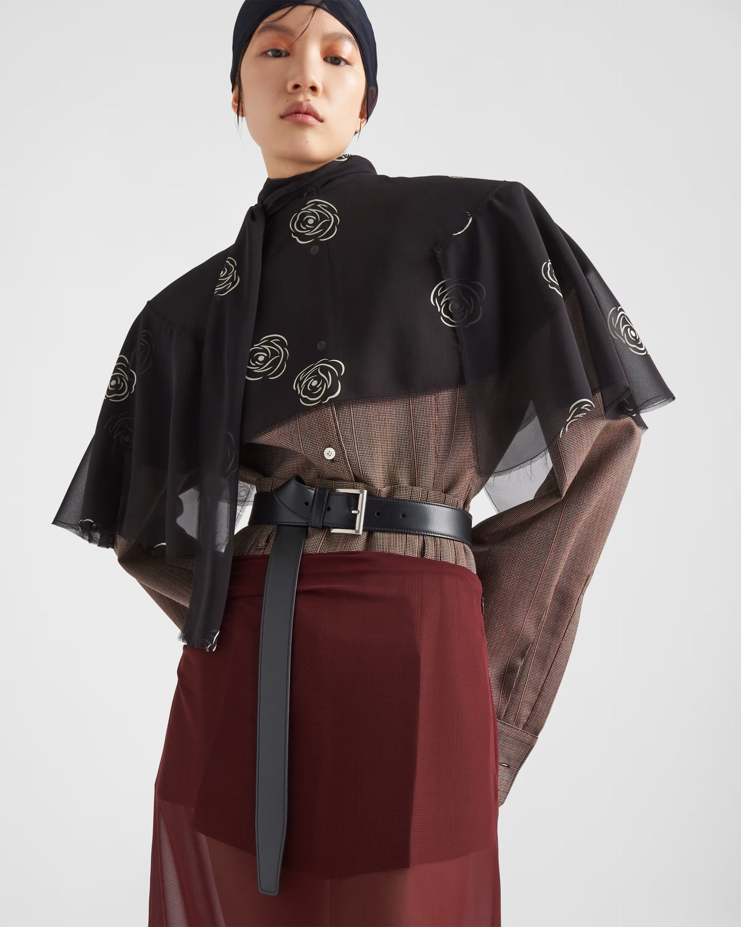 Ceinture Prada réversible noir/bleu T.S