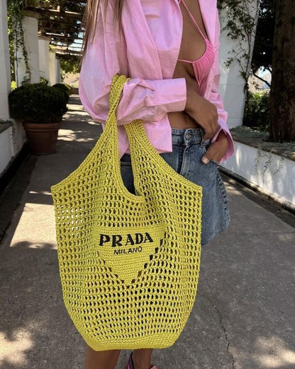 Sac Prada raffia vert
