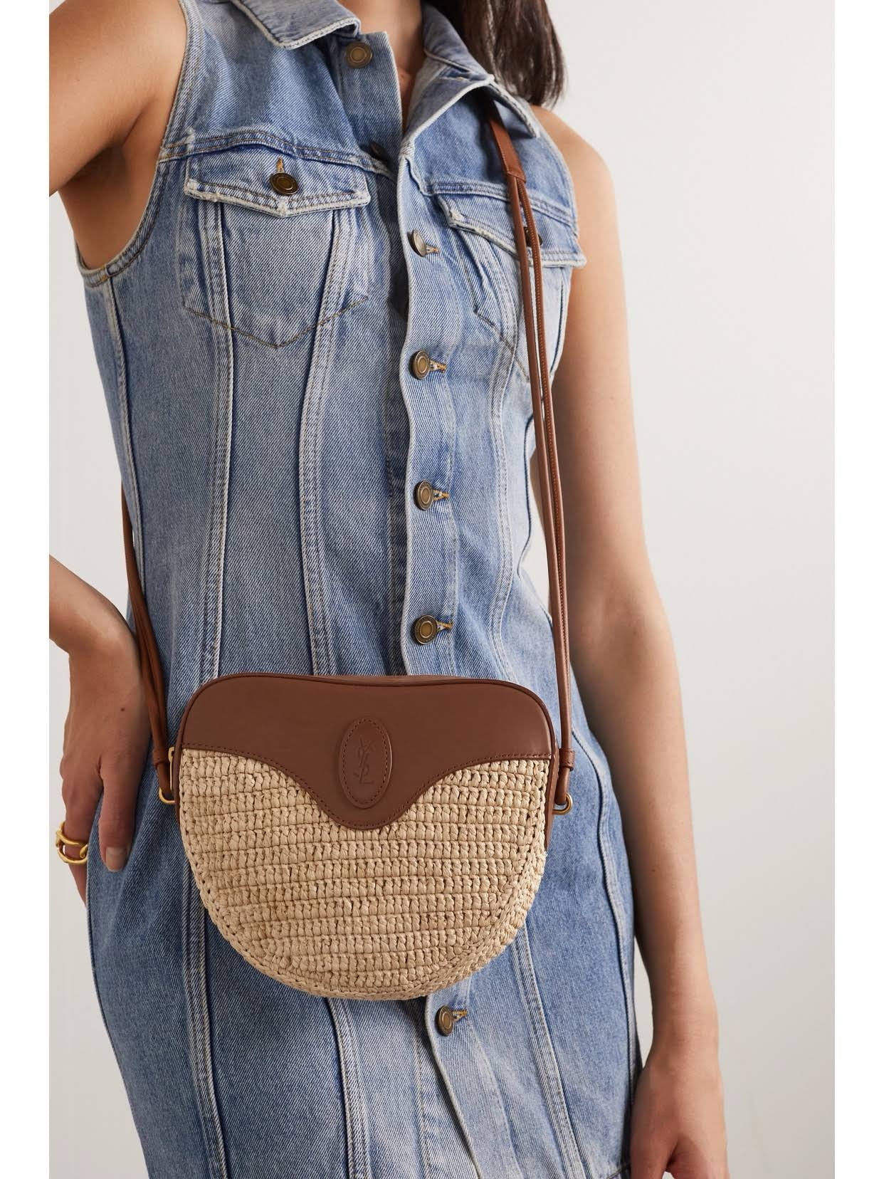 Sac Saint Laurent Coeur raphia