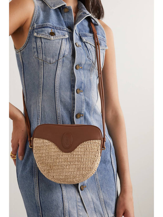 Sac Saint Laurent Coeur raphia