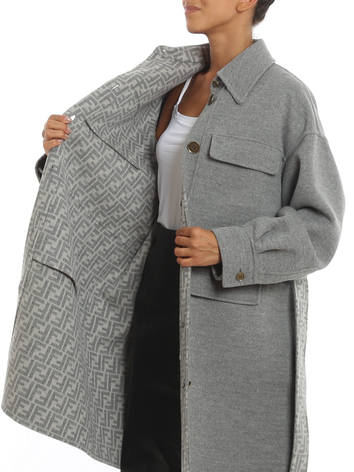 Manteau Fendi gris T.38