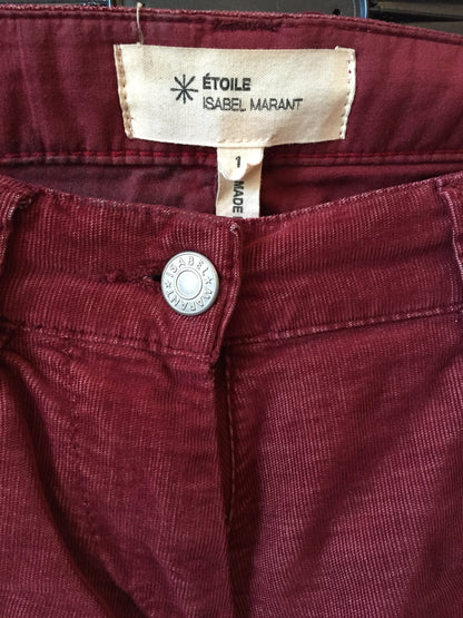 Jeans Isabel Marant Velours Rouge T.1