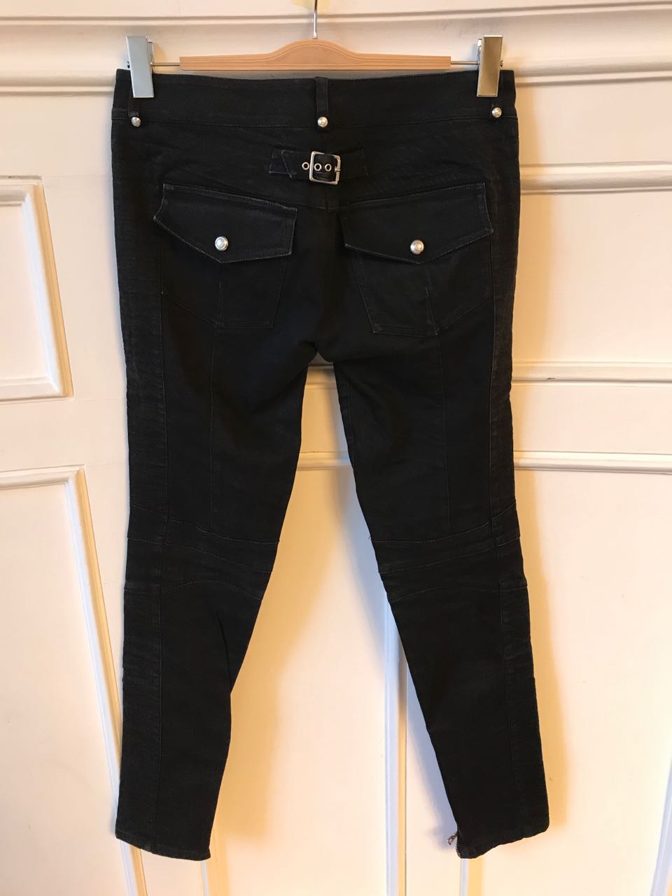 Jeans Biker Balmain noir T.38